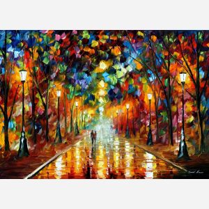 alley by the lake, alley by the lake Leonid Afremov, Leonid Afremov alley by the lake